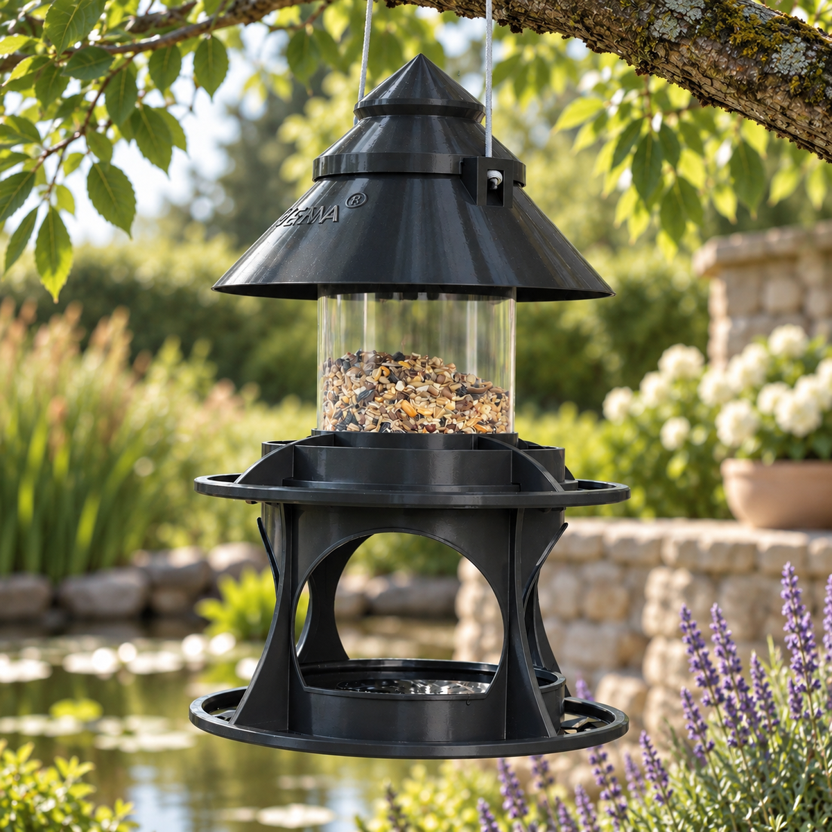 Céleste Aqua – Mangeoire avec abreuvoir pour oiseaux