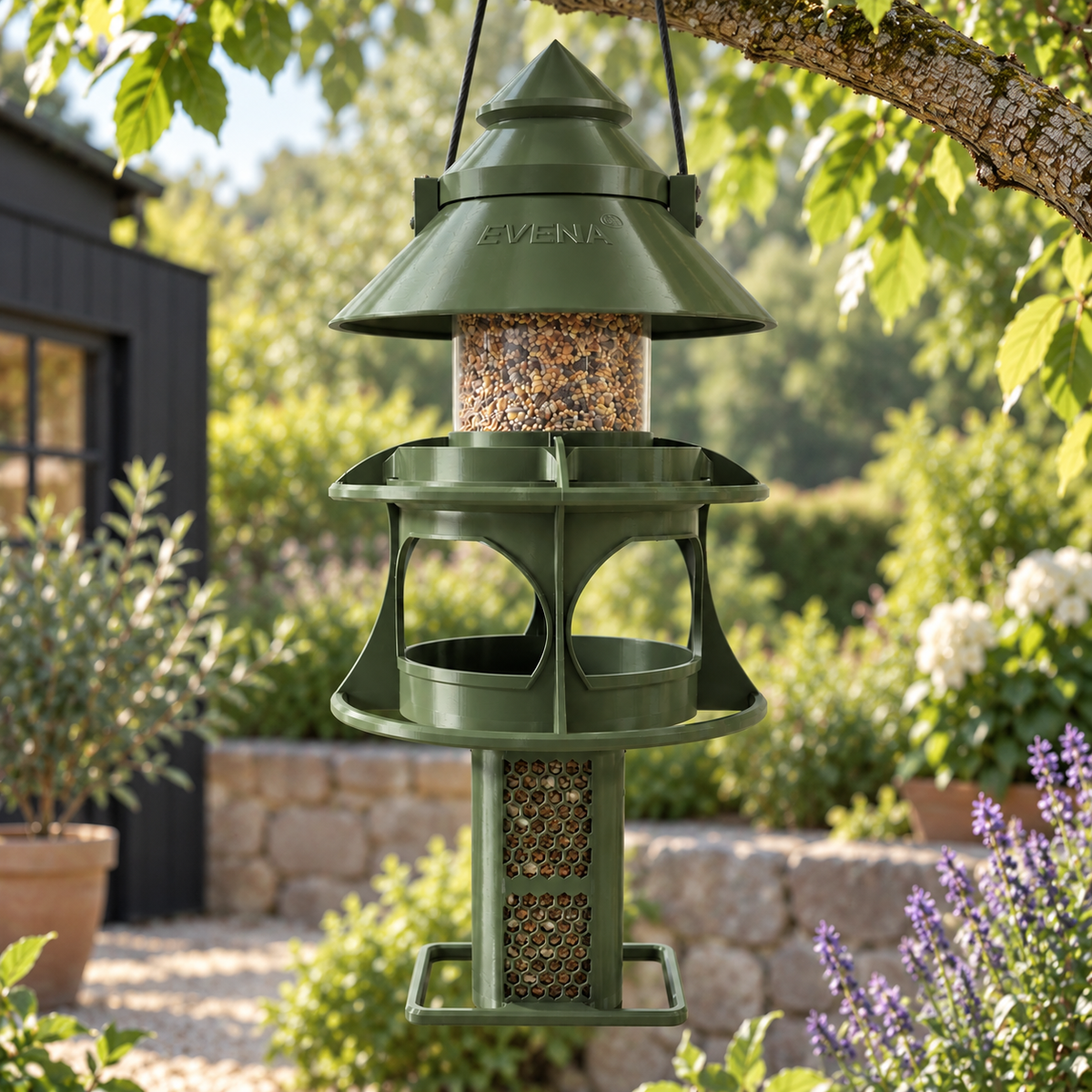 Céleste Cacahuète Aqua – Mangeoire avec abreuvoir pour oiseaux