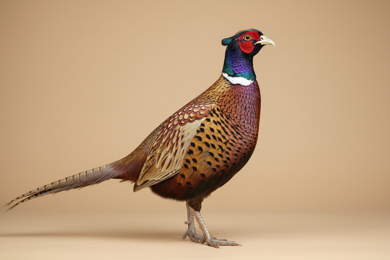 un faisan sur un fond beige neutre